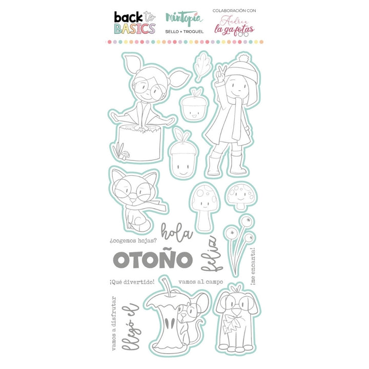 Sello y troquel coordinado Otoño Back to Basics by Andrea la Gafotas