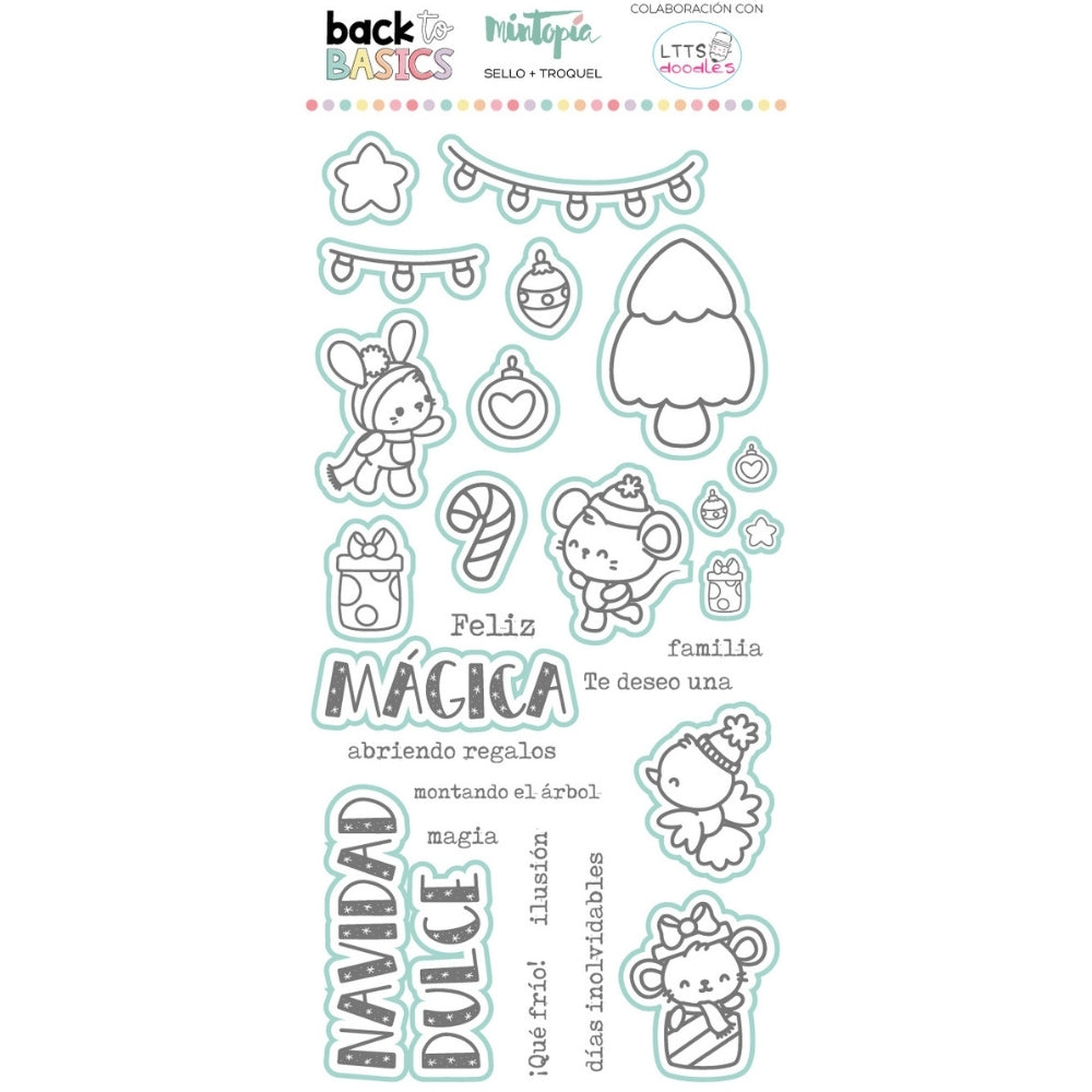 Sello y troquel coordinado Dulce Navidad by Ltts Doodles Back to Basics de Mintopía