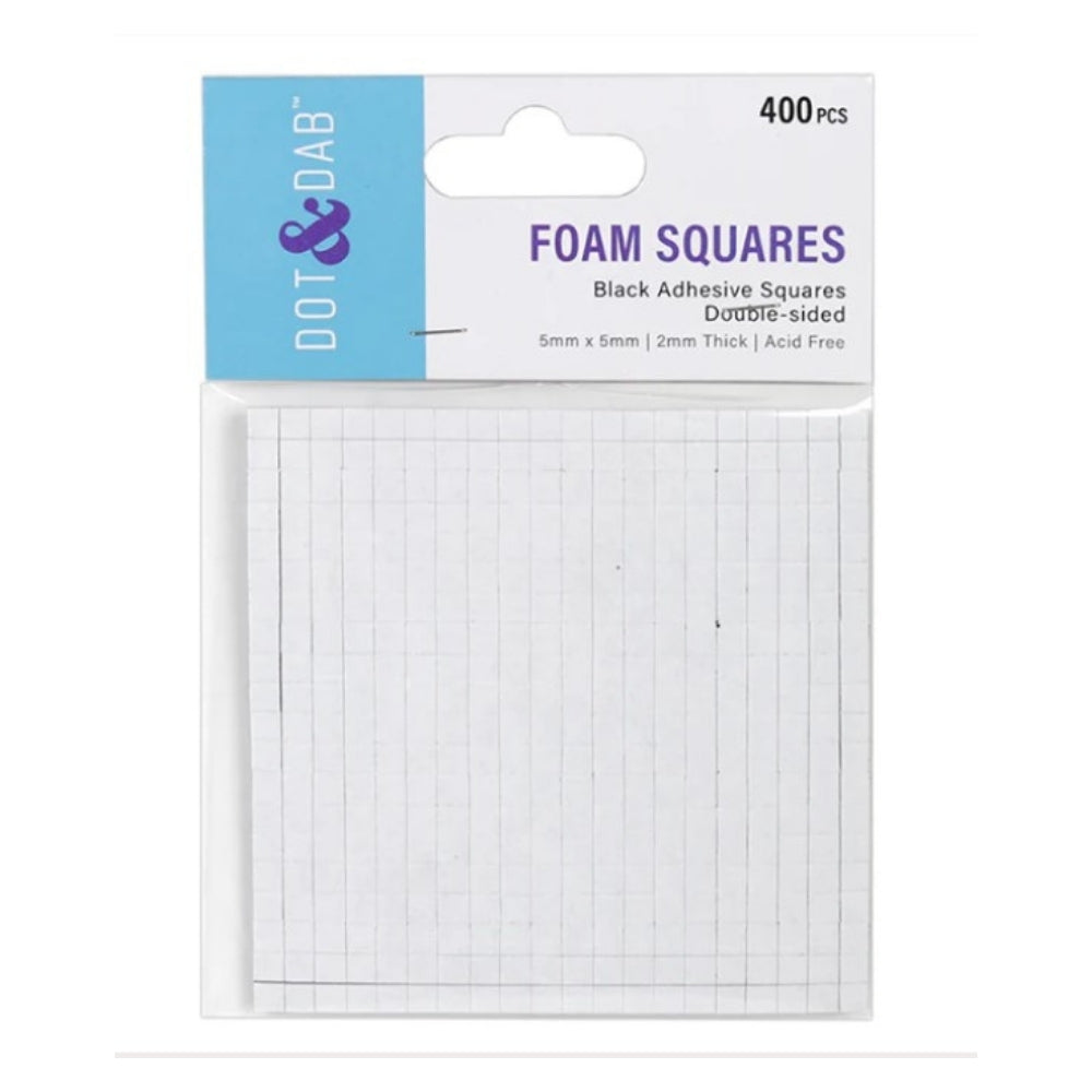 Dot & Dab cuadraditos de foam negros 2 mm adhesivos doble cara 5x5 mm 400 pcs
