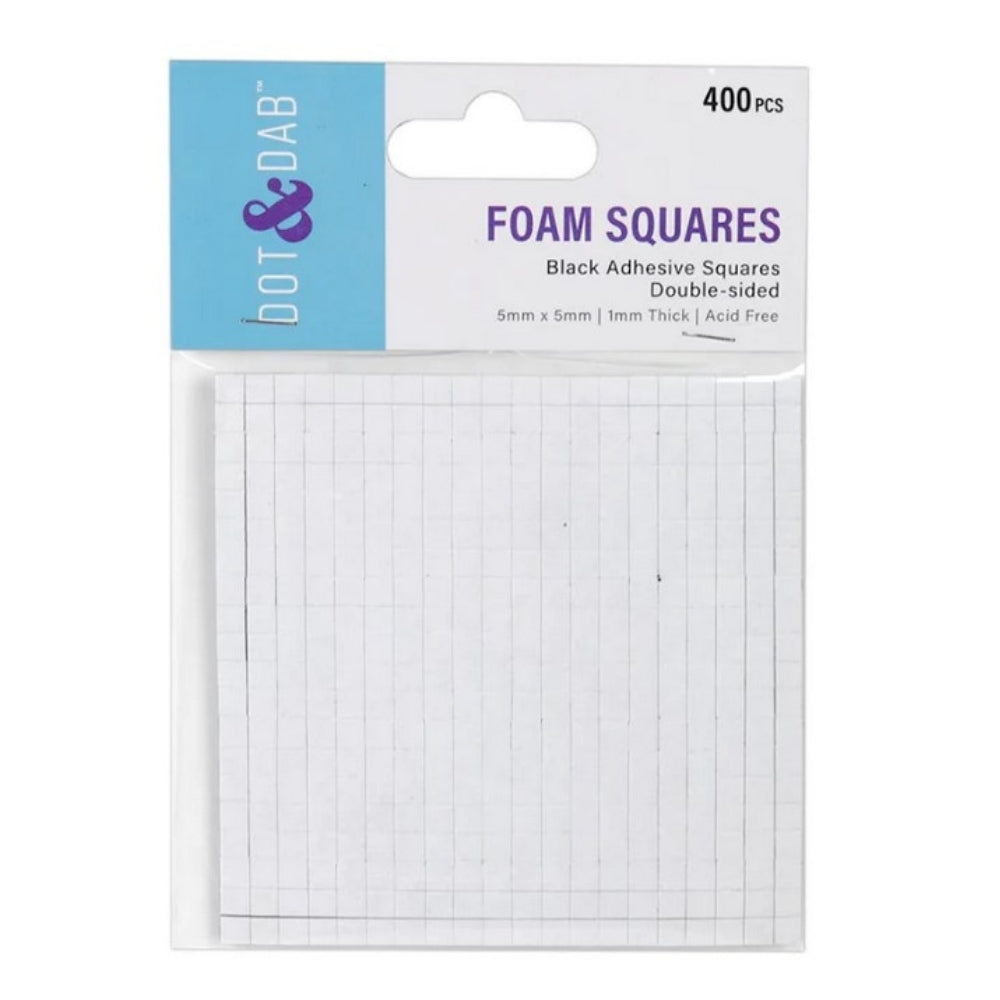 Dot & Dab cuadraditos de foam negros 1 mm adhesivos doble cara 5x5 mm 400 pcs
