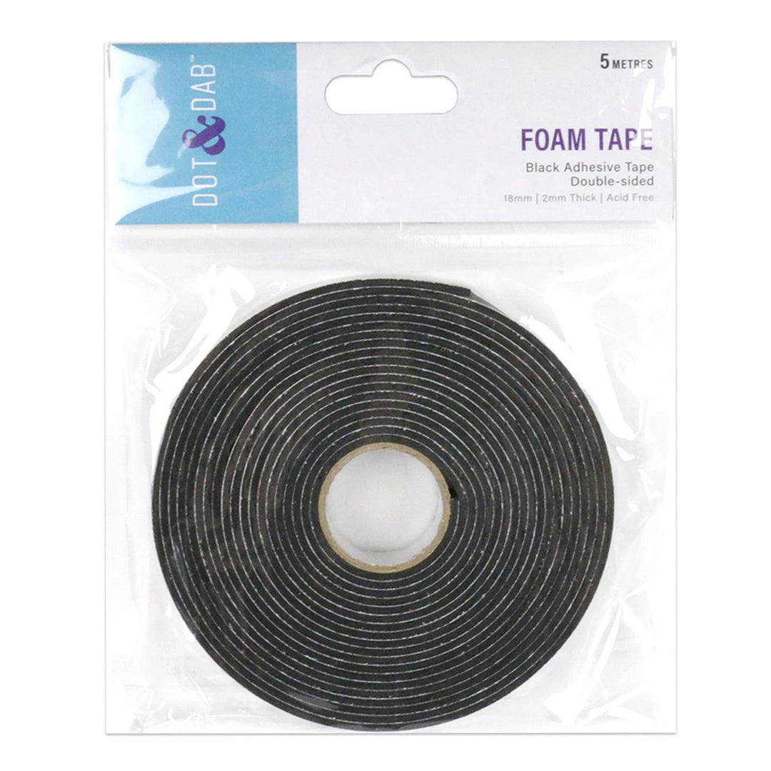 Dot & Dab cinta de foam adhesiva Negra espesor 2 mm y 18 mm de ancho