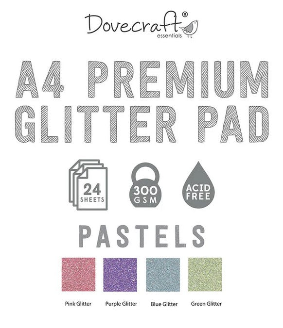 SUPER OFERTA Pad de cartulinas Premium con glitter A4 Pastels 24 hojas