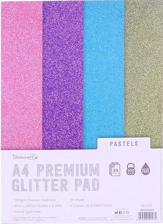 SUPER OFERTA Pad de cartulinas Premium con glitter A4 Pastels 24 hojas