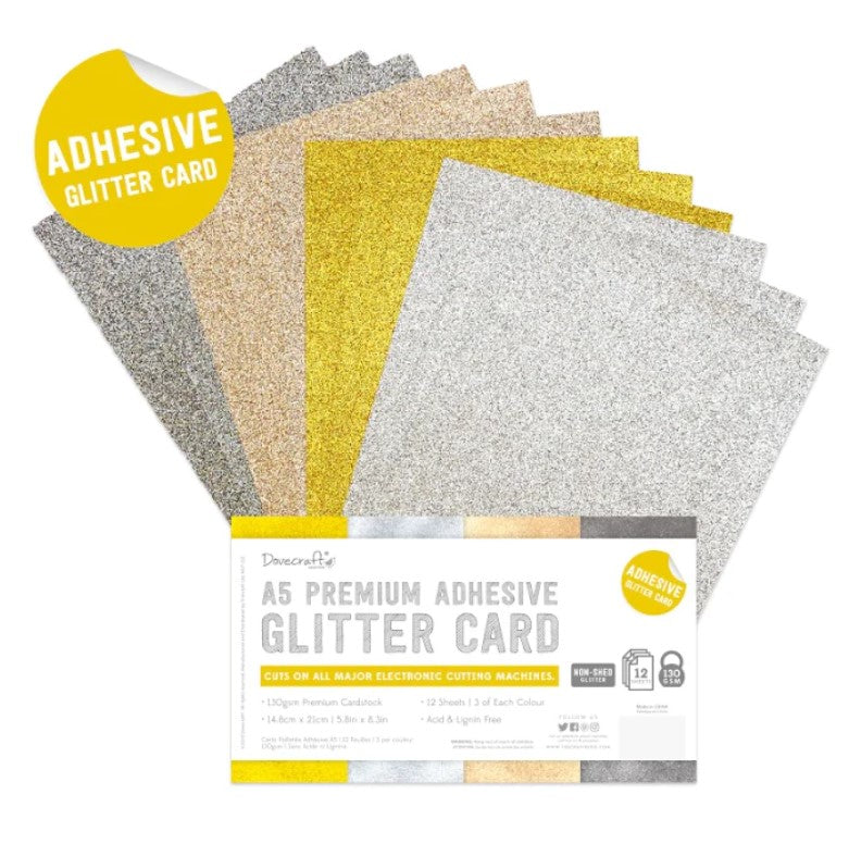 Pad de cartulinas adhesivas con glitter A5 Metallics 12 hojas