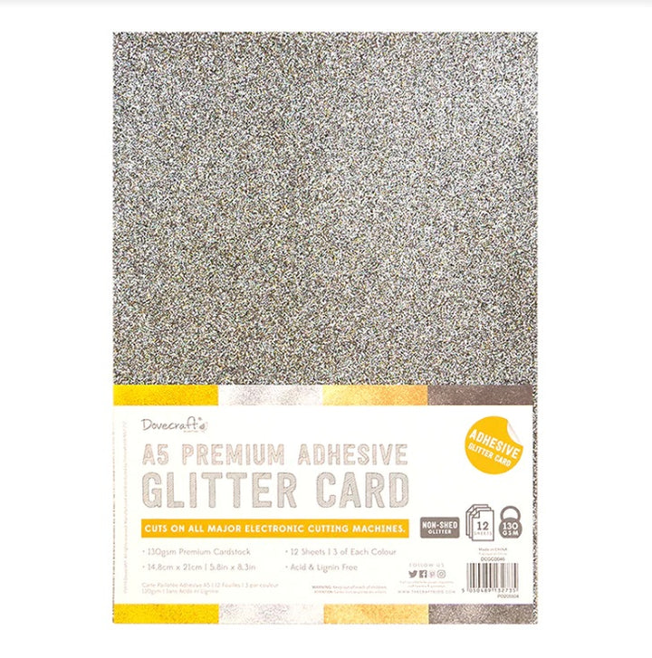 Pad de cartulinas adhesivas con glitter A5 Metallics 12 hojas