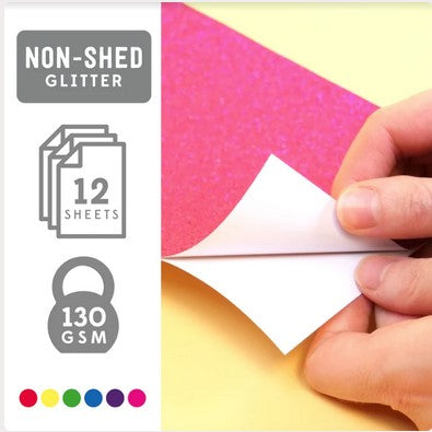 Pad de cartulinas adhesivas con glitter A5 Rainbow Bright 12 hojas