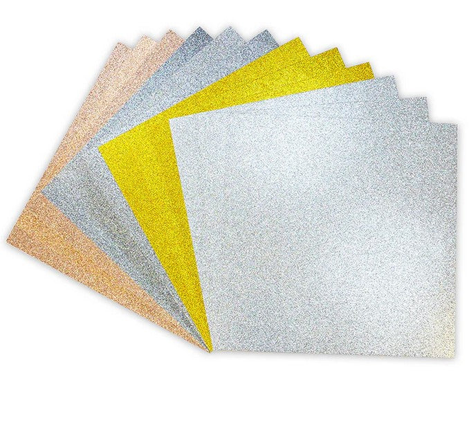 Pad de cartulinas con glitter 12x12" Metallic pack 12 hojas doble cara