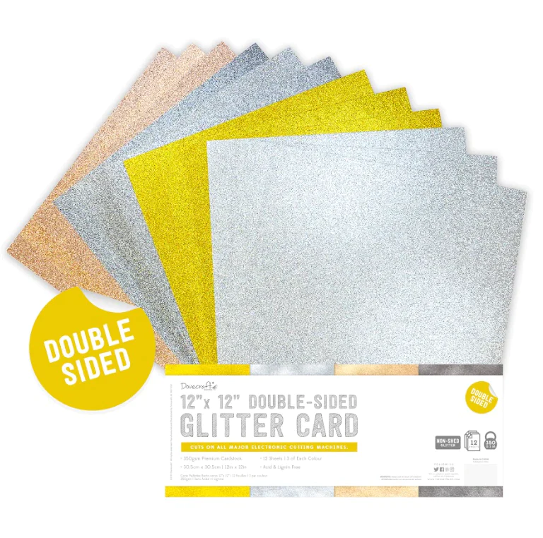 Pad de cartulinas con glitter 12x12" Metallic pack 12 hojas doble cara