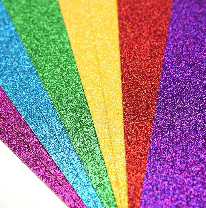 Pad de cartulinas con glitter 12x12" Rainbow pack 12 hojas doble cara