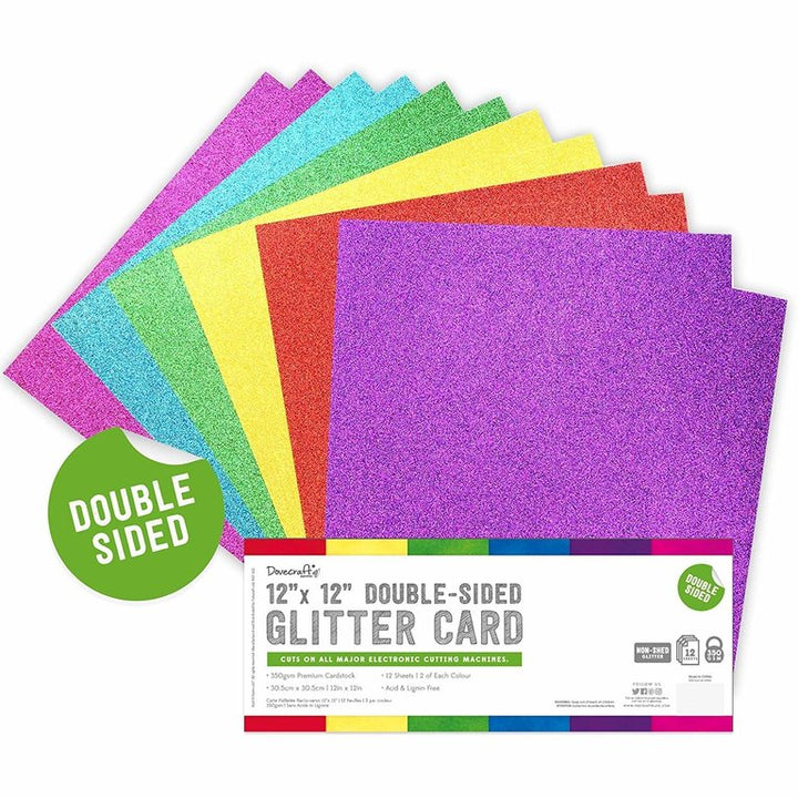 Pad de cartulinas con glitter 12x12" Rainbow pack 12 hojas doble cara