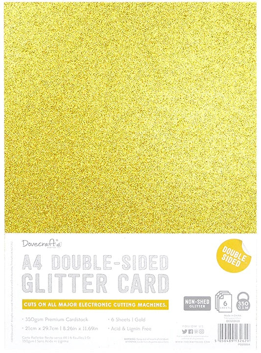 Pad de cartulinas con glitter A4 Gold 6 hojas doble cara