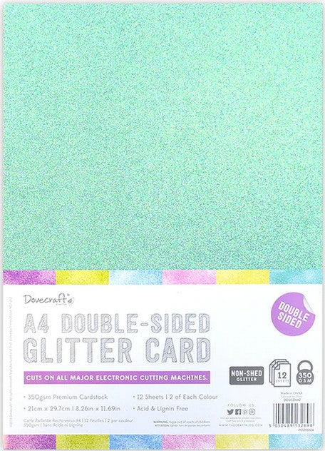 Pad de cartulinas con glitter A4 Pastel pack 12 hojas doble cara