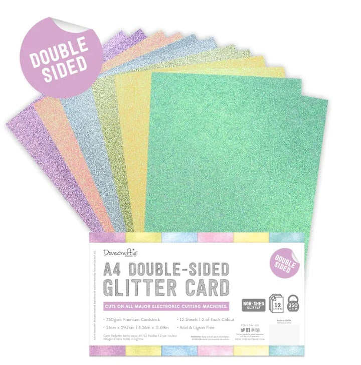 Pad de cartulinas con glitter A4 Pastel pack 12 hojas doble cara