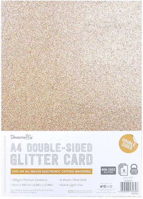 Pad de cartulinas con glitter A4 Rose Gold pack 6 hojas doble cara
