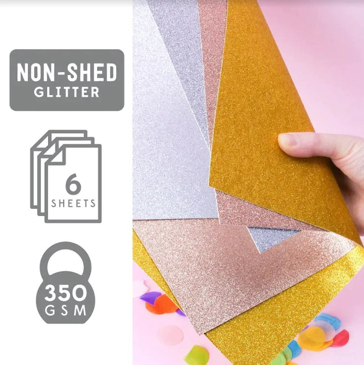 Pad de cartulinas con glitter A4 Rose Gold pack 6 hojas doble cara