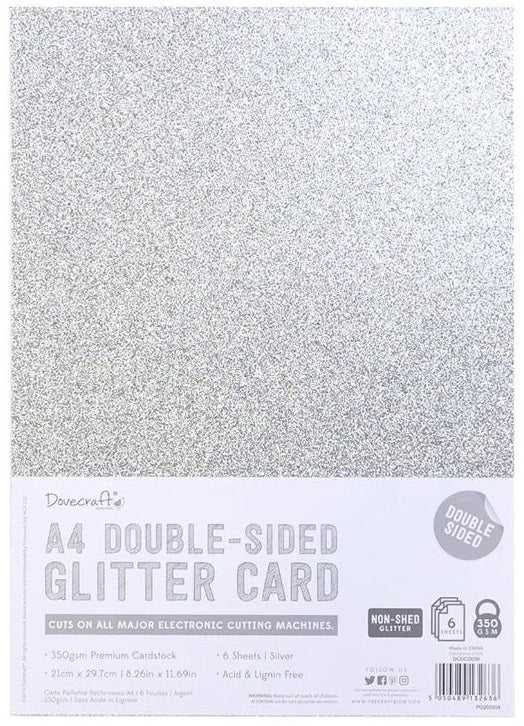 Pad de cartulinas con glitter A4 Silver 6 hojas doble cara