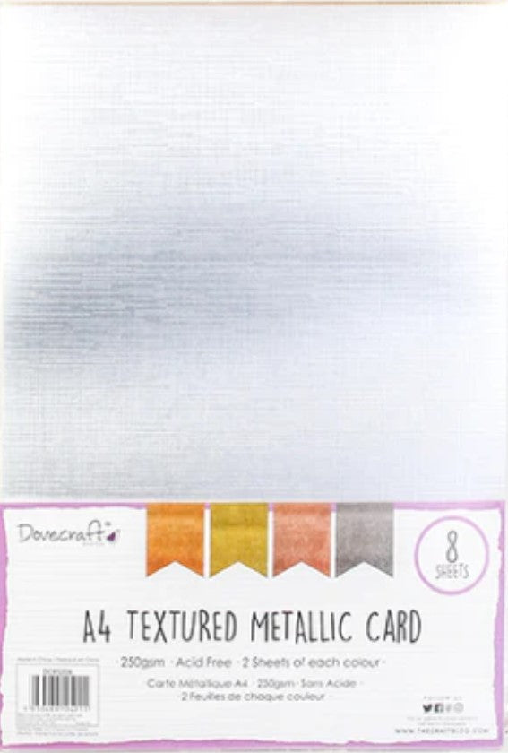 Pad de cartulinas metalizadas con textura A4 4 colores 8 hojas