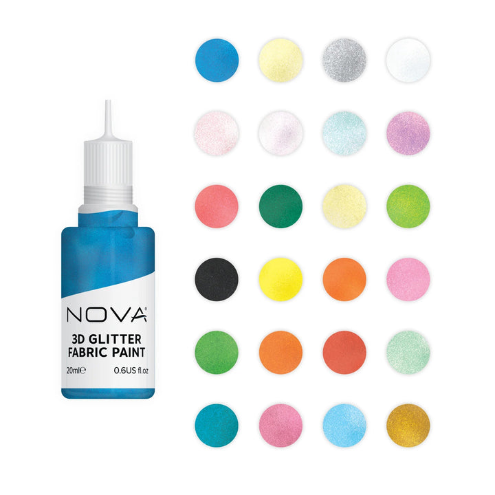 Set de pinturas 3D dimensionales con glitter Nova 24 colores