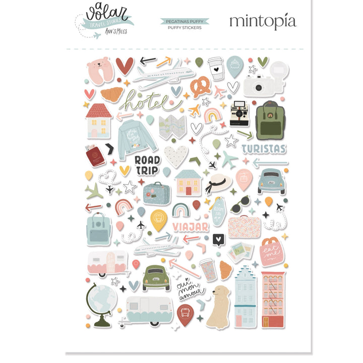 Pegatinas puffy Ilustraciones A volar - Travel Stories Mintopía