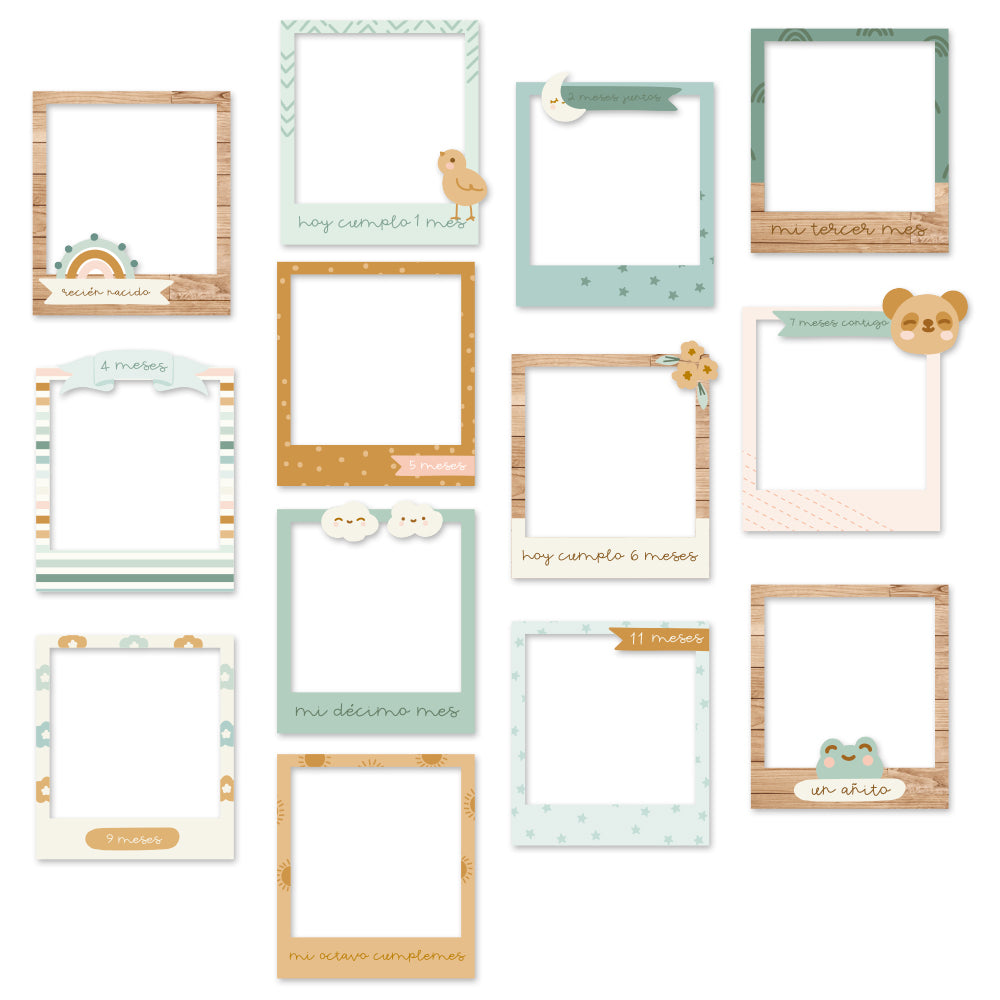 Marcos de chipboard Baby Bloom de Mintopía