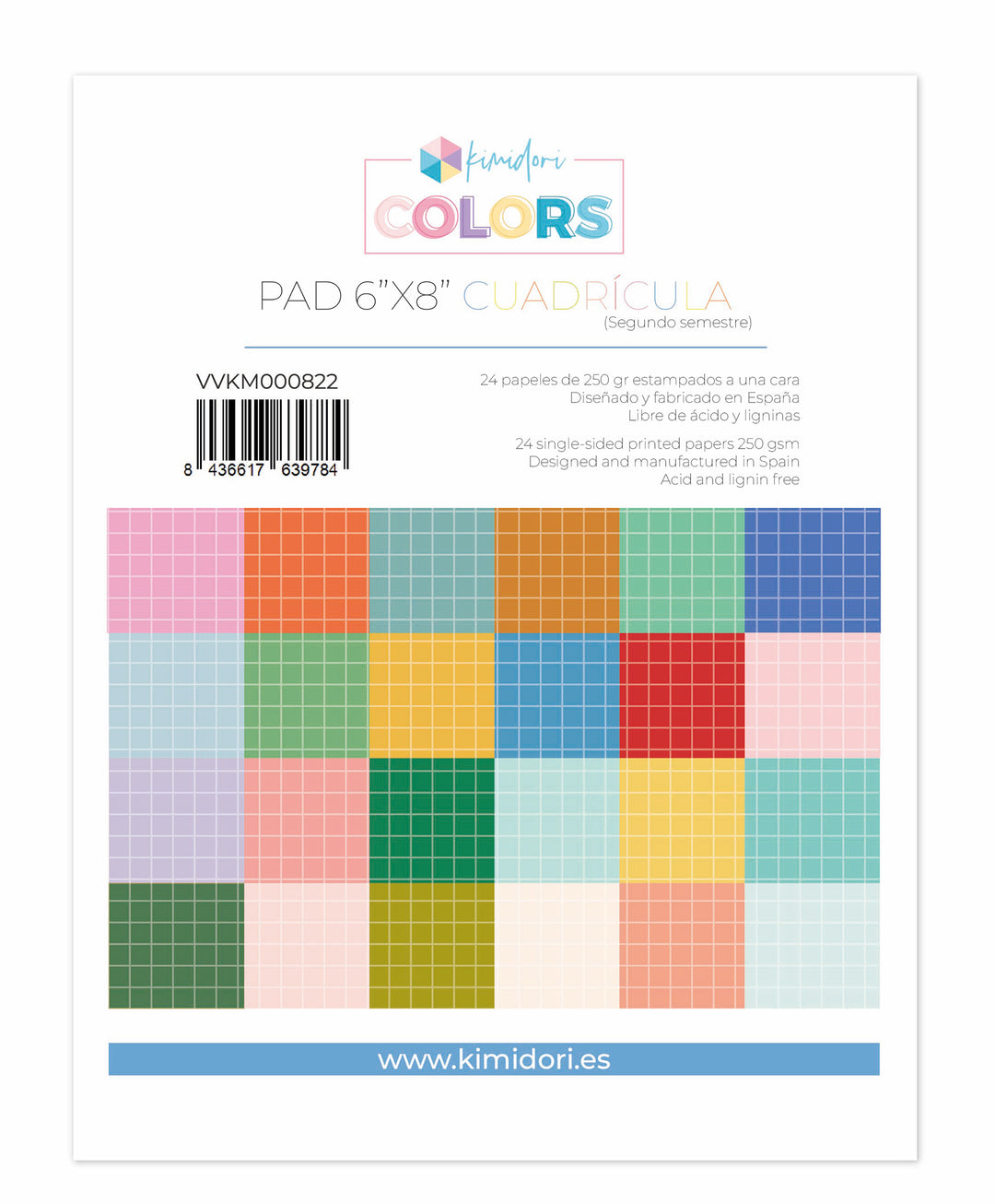 Pad 6"x8" Kimidori Colors Cuadrícula segundo semestre