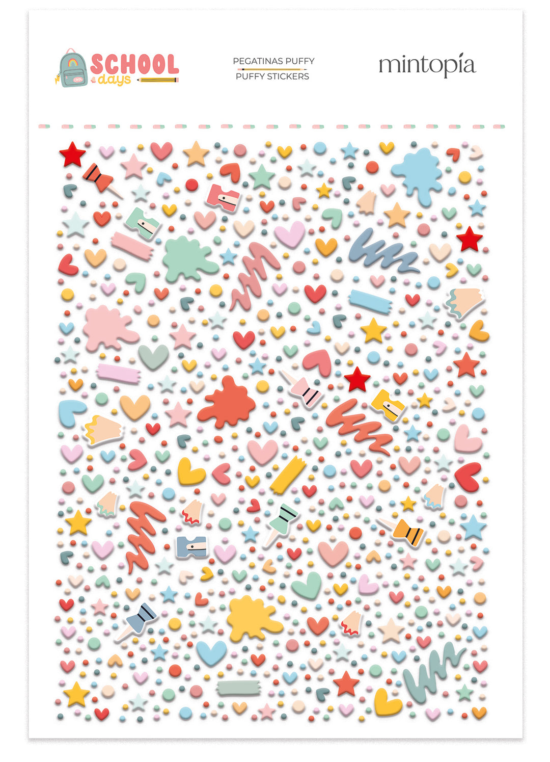 Pegatinas puffy básicas School Days Mintopía