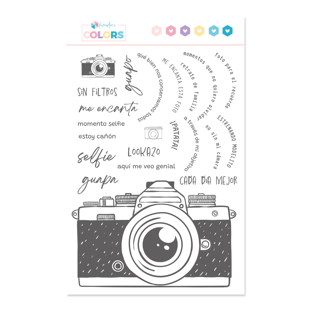 Sello 6"x8" Kimidori Colors Cámara XL y frases