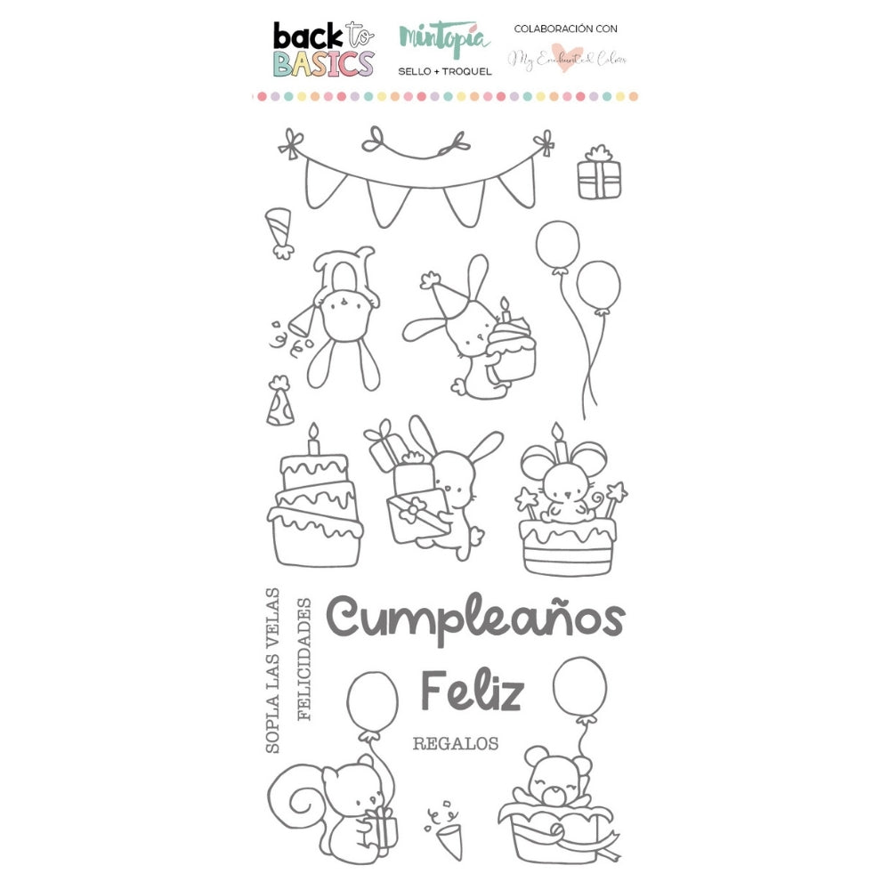Sello Feliz Cumpleaños Back to Basics by My Enchanted Colors